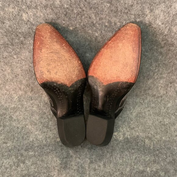 Leddy Vaquero Women’s Black Patent Leather Western Cowboy Mules Slip On Sandals - Picture 11 of 11